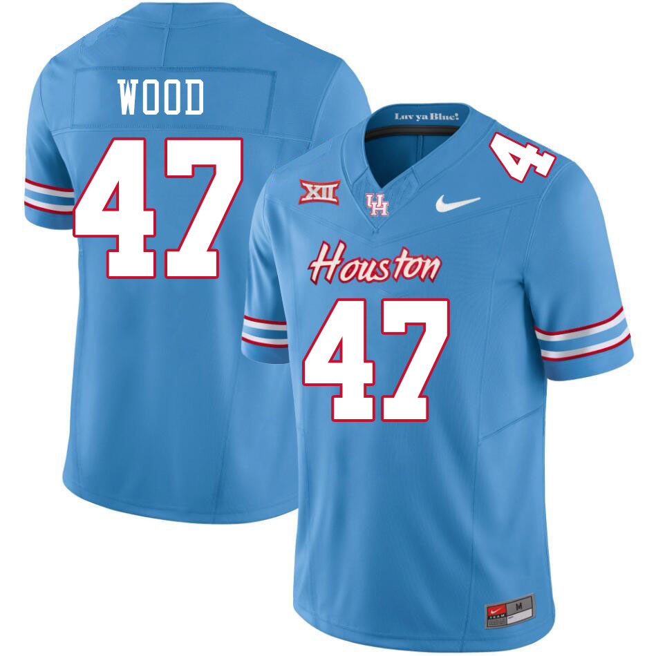 Men #47 Justin Wood Houston Cougars College Football Jerseys Stitched-Oilers